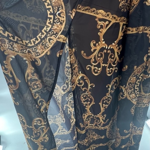 Boohoo Plus Size Black & Tan Jasmin Chain Print Halterneck Maxi Dress NWT - Picture 2 of 8